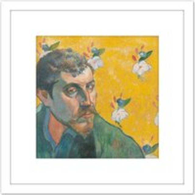 Paul Gauguin Self Portrait Les Miserables Cropped 8X8 Inch Square Wooden Framed Wall Art Print Picture with Mount - White - One Size