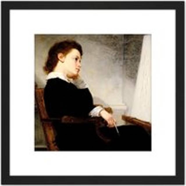 Henry Story The Young Artist 1873 Painting 8X8 Inch Square Wooden Framed Wall Art Print Picture with Mount - Black - One Size