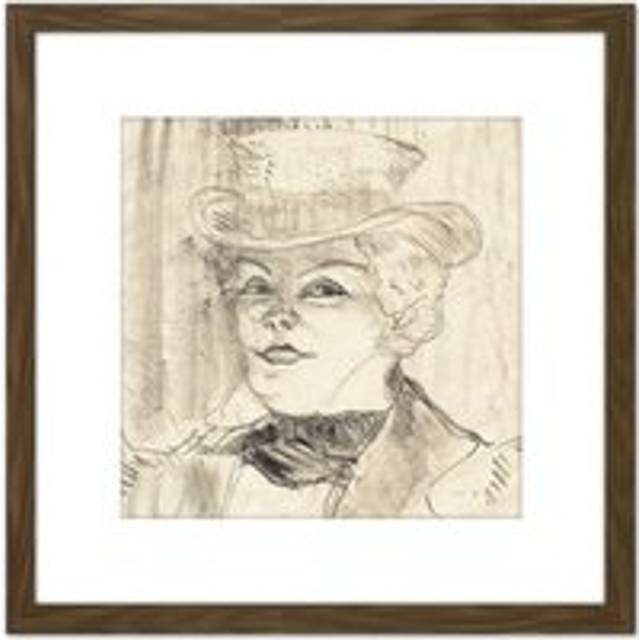 Toulouse Lautrec Madame Rejane 1894 8X8 Inch Square Wooden Framed Wall Art Print Picture with Mount - Brown - One Size