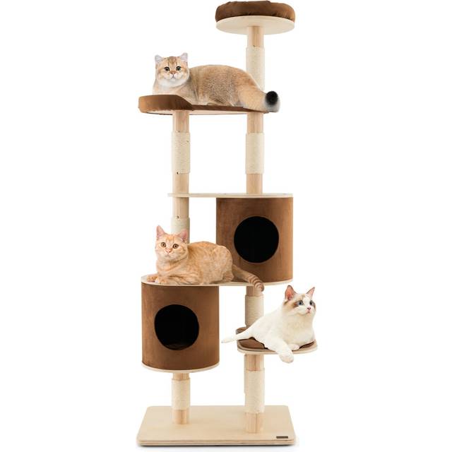 (190cm, Wooden) 6-Tier Cat Tree Tower w/Condo & Sisal Scratching Posts