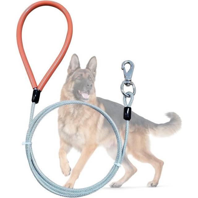 Dog Leash,Heavy Duty Leash Made of Coated Wire Rope for Large and Medium Dogs,Dog Tie Out Cable with Soft Silicone Grip.Â¡Â¾5 Ft - TransparentÂ¡Â¿