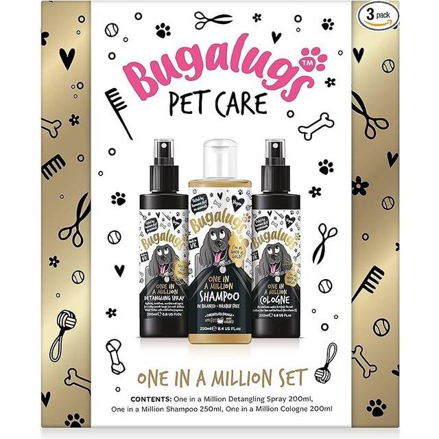 Bugalugs Spa Gift Set For Dogs With Shampoo, Detangle Spray & Cologne, Dog Birthday, Dog Birthday and Christmas Present (One in a Million)