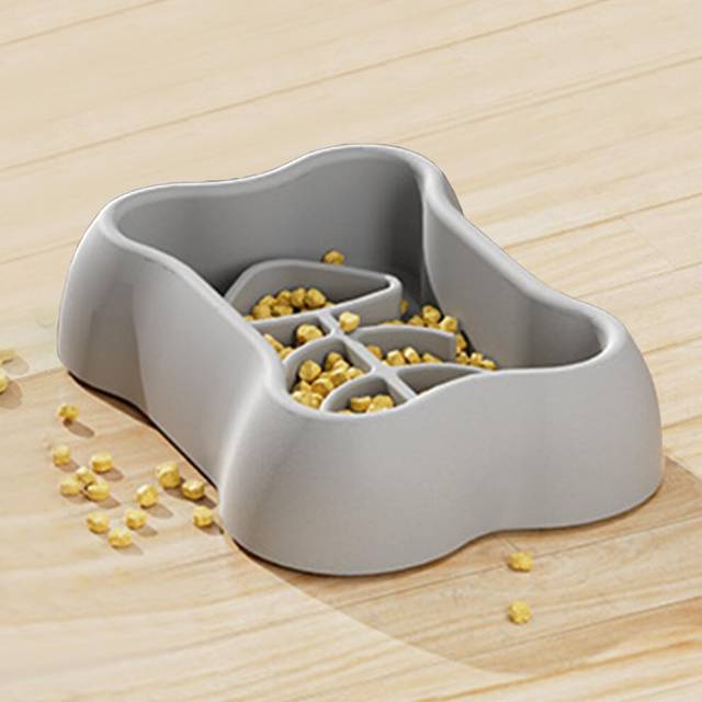 Silicone Slow Feeder, Dog Food Dish for Fast Eaters, Pet Slow Food Bowl, Puzzle Bowl for Small Dogs and Cats, Dog Bowls to Slow Down Eating (Grey)