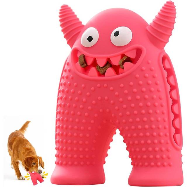 Dog Squeaky Toys for Aggressive Chewers,Been Able to Squeeze Some Treats in and Some Licking Treats Natural Rubber Teeth Cleaning Dog Toys