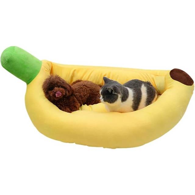 Creative fluffy banana boat cat nest banana pet bed soft and comfortable dog and cat winter house mattress pet supplies puppies and kittens-xs