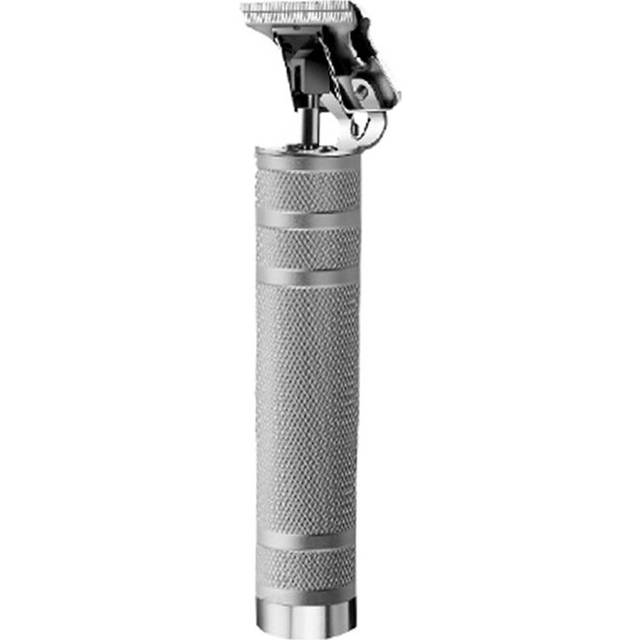 Kemei 1974b hårtrimmer tung hitter trådlös trimmer män 0mm skalliga oljehuvud carving hårklippare hår skärmaskin - silver- ingen låda