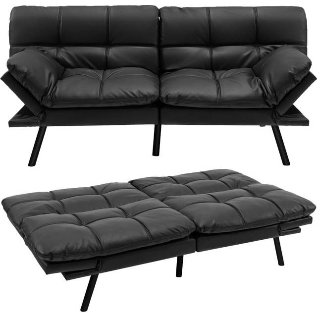 2 Seat Convertible Sofa Bed Memory Foam Sleeper Couch 3-level Adjust