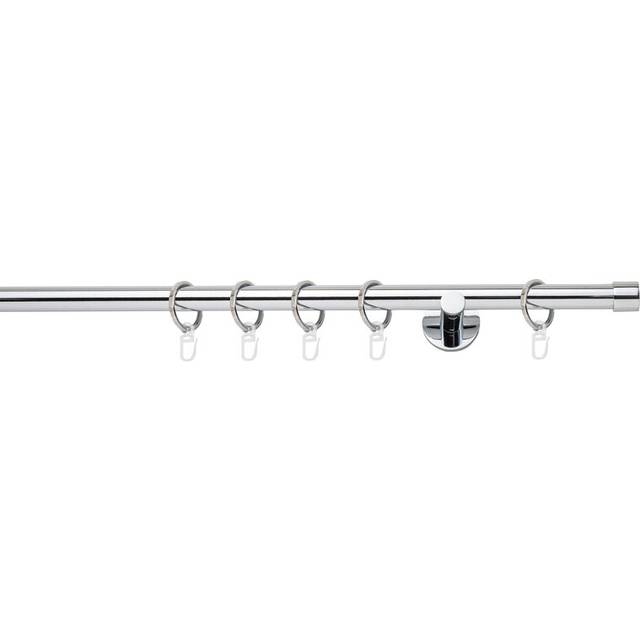 Curtain rod made to measure 1-barrel 20mm cap - Chrome (2cm H x 260cm W x 6.5cm D)