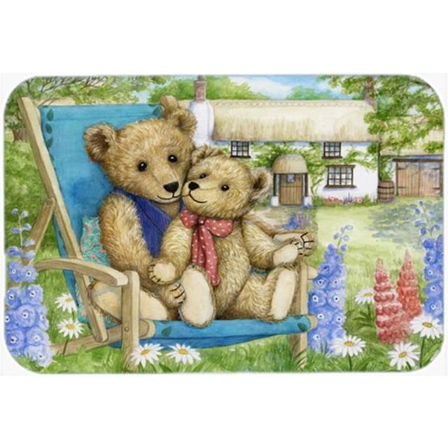 Springtime Teddy Bears in Flowers Glass Large Cutting Board
