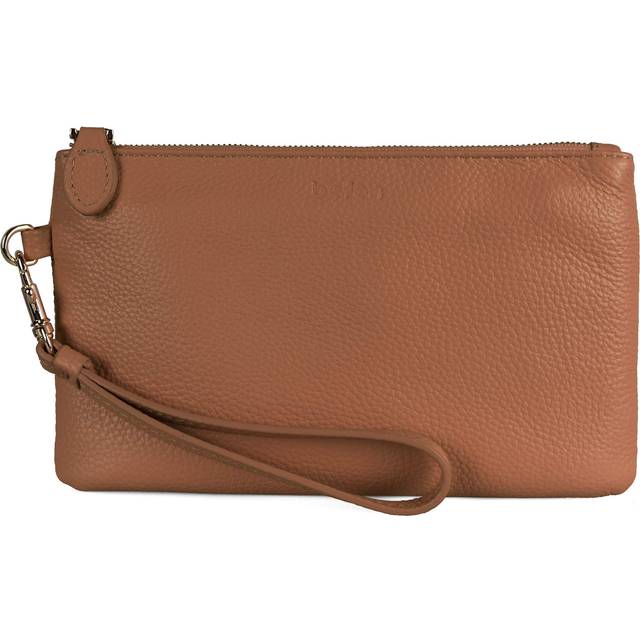 befen Women Genuine Leather Cell Phone Clutch Wallet  Smartphone Wristlet Purse - Fit iPhone 8 Plus - Camel