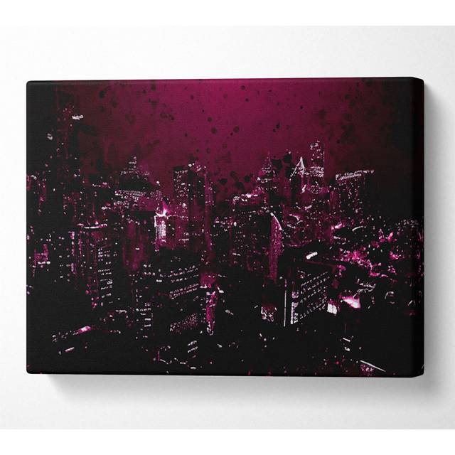 Purple City - Wrapped Canvas Art Prints - Multicolour (50.8cm H x 81.3cm W x 10cm D)