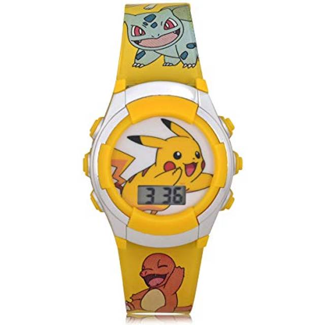 Pok?mon Kids Digital Watch - Pikachu Flashing LCD Dial Colorful Printed Strap Easy-Read Display Adjustable Fit - Fun Pok?mon Timepiece for Boys & G