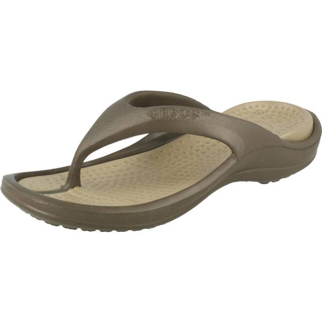 (Brown, UK 12-13 Child) Childrens Unisex Crocs Toe Post Sandals Athens