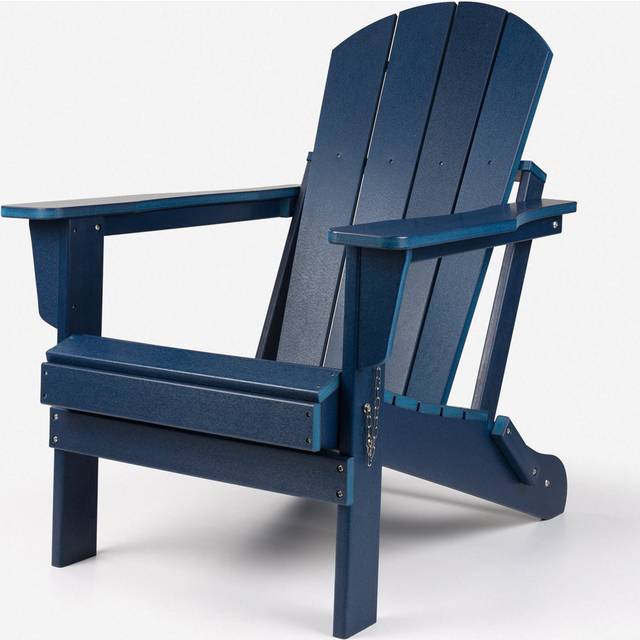 Folding High-Density Poly Adirondack Chair - Blue (90cm H X 75cm W X 83cm D)