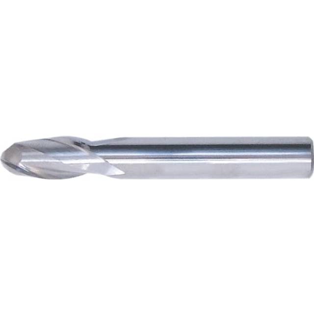 Kennedy 1/4" Carbide Plain Shank 2 Flute Ball Nosed Slot Drills - Regular Series