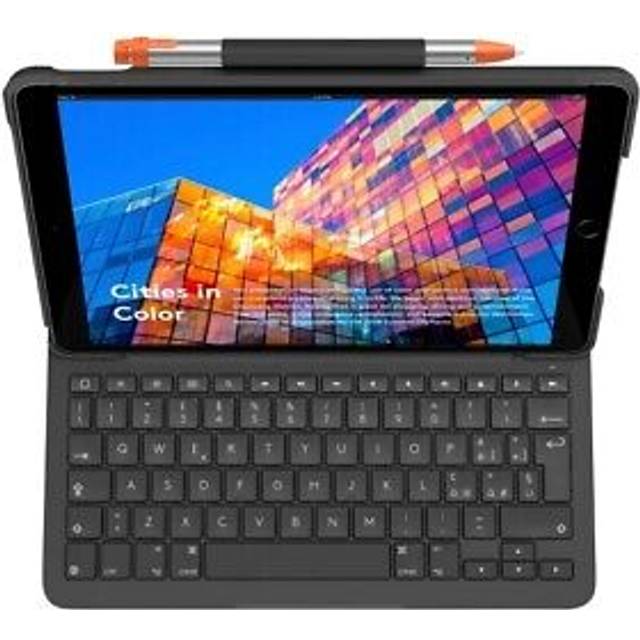 Logitech SLIM FOLIO iPad Air (3:e generationen) Tangentbordsfodral med integrerat trådlöst tangentbord (modell: A2152, A2123, A2153, A2154), italiensk QWERTY-layout – grafit
