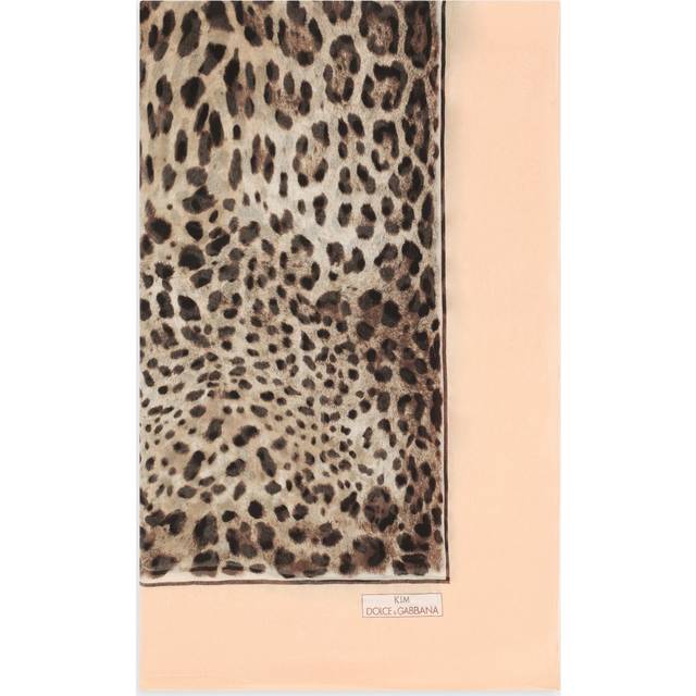 Dolce & Gabbana Silk Crepon Scarf With Leopard Print - Woman Scarves And Silks Animal Print Onesize