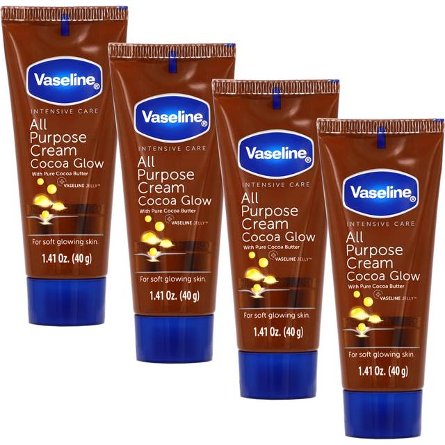 Vaseline All Purpose Cream Cocoa Glow  with Pure Cocoa Butter  4-Pack  1.41 FL Oz Each  4 Tubes
