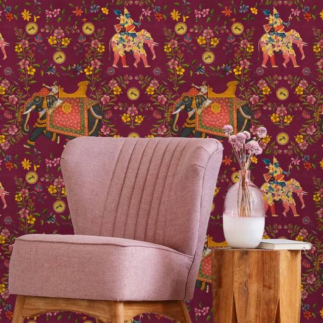 Aristocracy Mauve Wallpaper - Set of 3 Rolls - MINDTHEGAP, Set of 3 Rolls