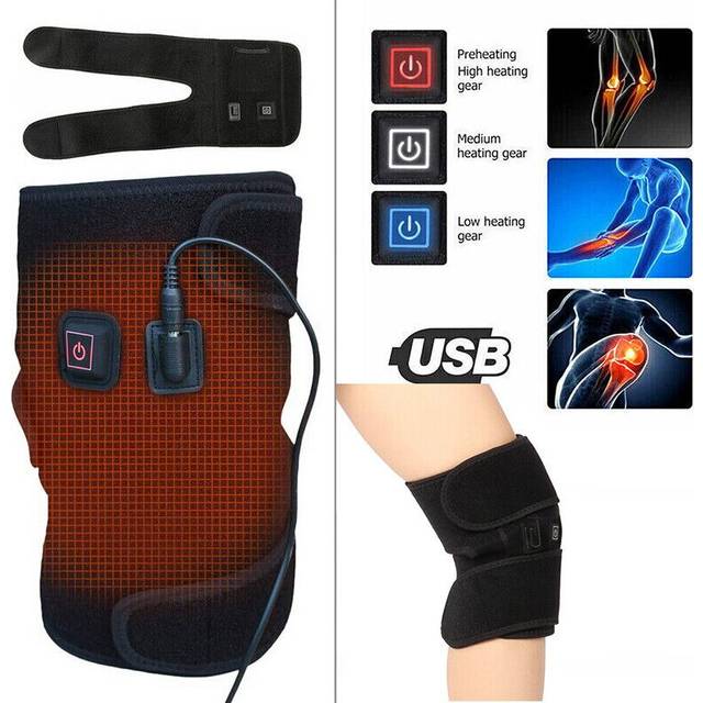Electric Heated Knee Pad Brace Arthritis Pain Relief Warm Therapy Leg Wrap Belt