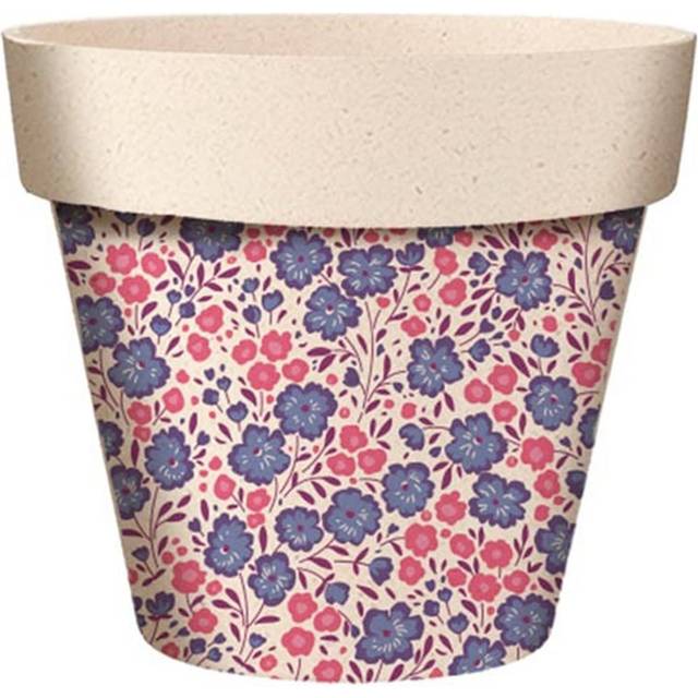 Les Trésors De Lily [A2061] - Bamboo planter 'Flowers' purple pink beige - 14x12 cm Violet