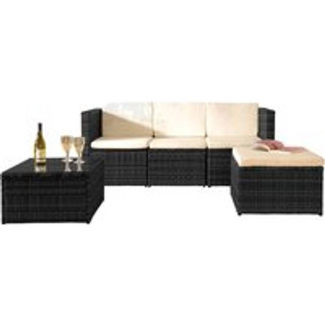 Comfy Living 3pc Rattan Garden Patio Furniture Set - Black, Black