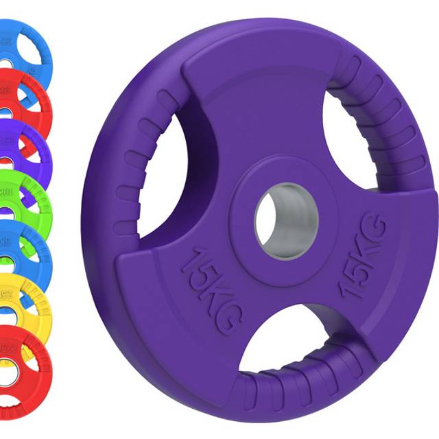 Body Revolution Olympic Tri-grip Rubber Weight Plates Colour Pairs Sets 15 Kg Pair