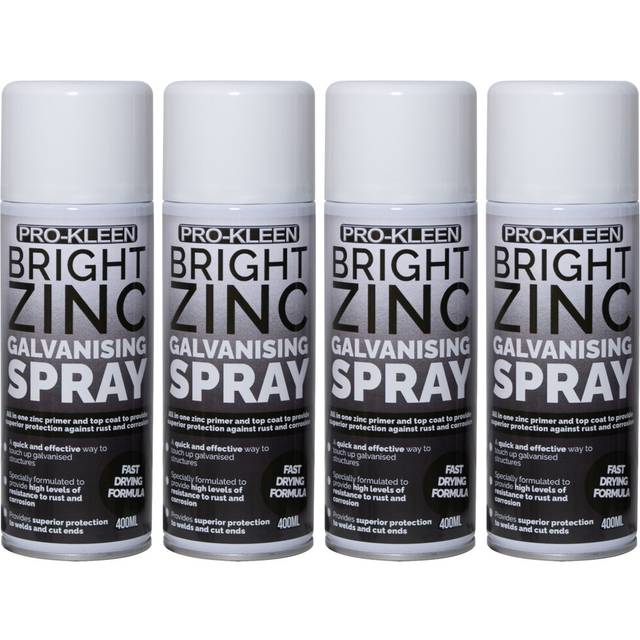 (4 x 400ml) Zinc Galvanising Spray Paint Primer & Topcoat