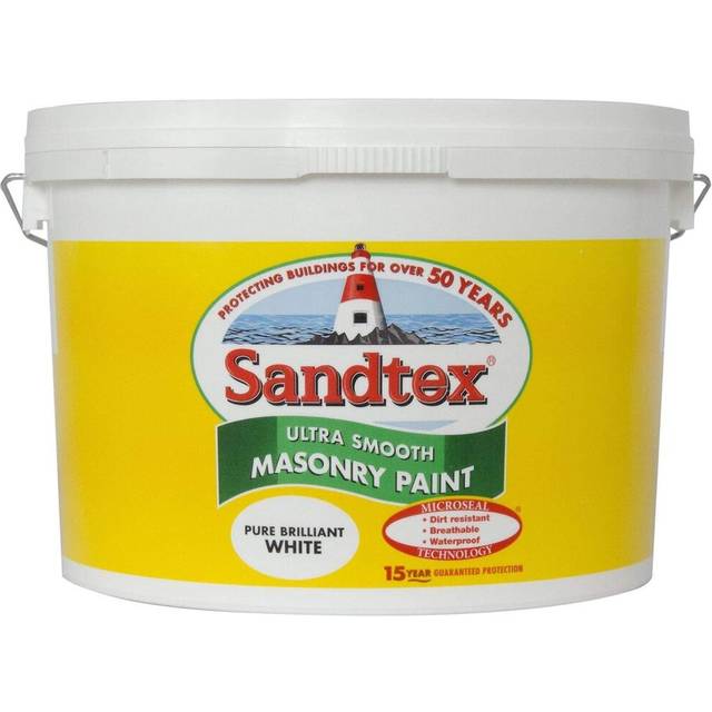 Sandtex 10L Smooth Masonry Paint Pure Brilliant White