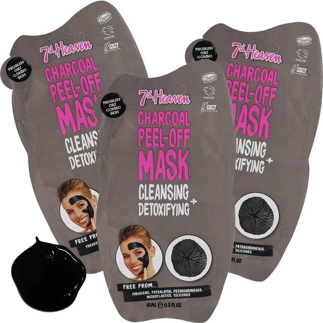 7th Heaven Charcoal Peel-Off Detoxifying Mask  3-Pack of 0.3 FL Oz each  3 Sachets