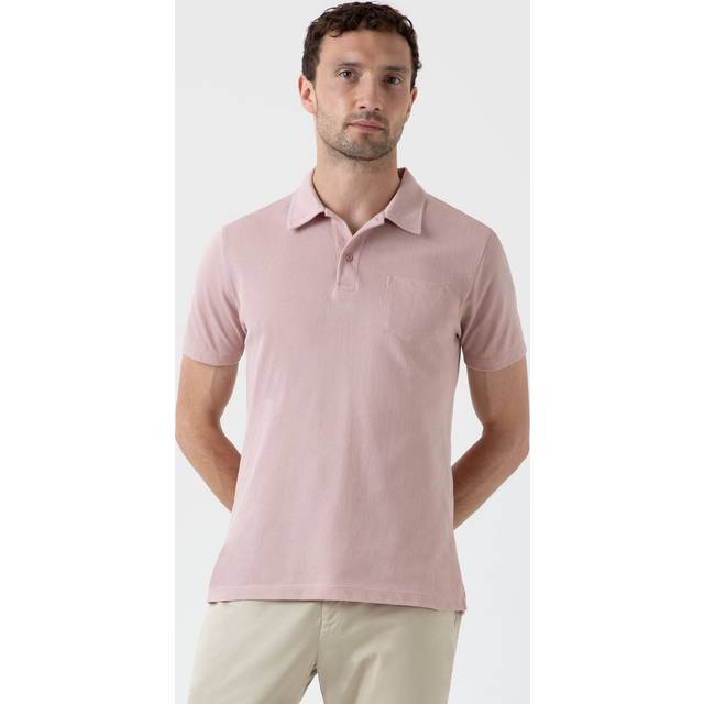Sunspel Mens Pale Pink Riviera Patch-pocket Short-sleeve Cotton Polo Shirt S - PALE PINK