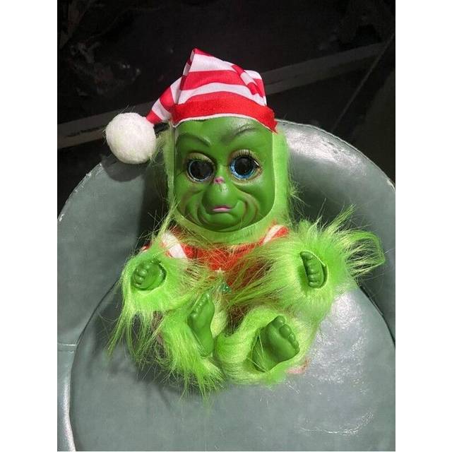 (A) Grinch Dolls Cute Christmas Stuffed Plush Toy Xmas Gifts for Kids Home Decor
