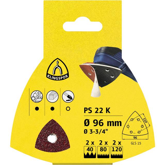 Sandpaper for delta sander Klingspor; PS 22 K; 96 mm; K60; 5 units