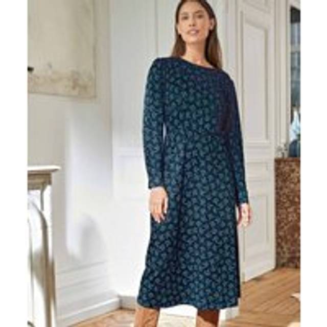Draped Front Dress - Navy Graphic - 26 44"