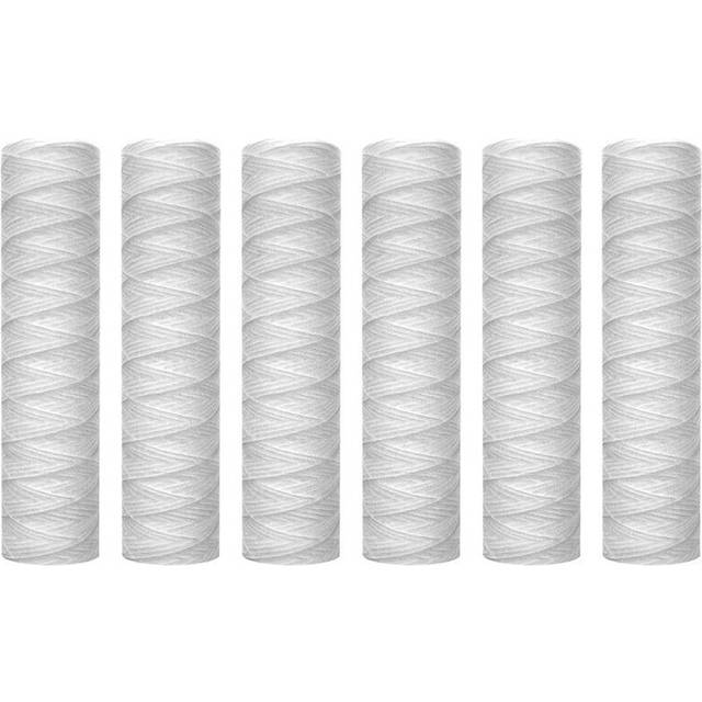 10 Micrometre String Wound Sediment Water Filter Cartridge,6 Pack,Whole House Sediment Filtration,Universal