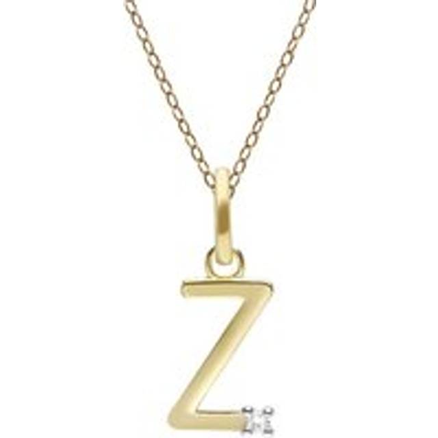 Initial Diamond Letter Necklace In 9ct Yellow Gold