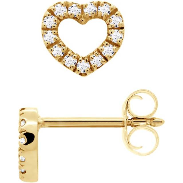 Diadema Womens - Earrings with Diamonds - Heart - Yellow Gold - White - One Size