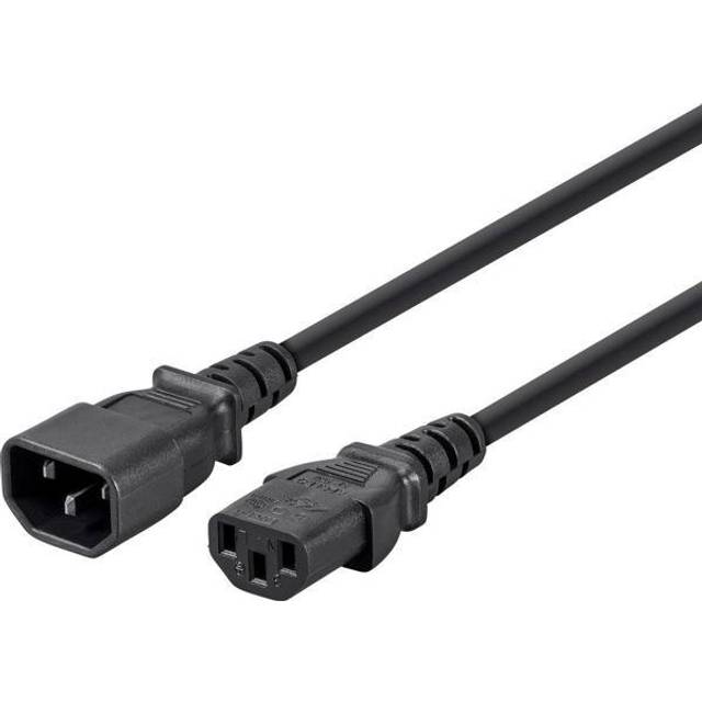 Monoprice Extension Cord - IEC 60320 C14 to IEC 60320 C13, 18AWG, 10A/1250W, 3-Prong, SVT, Black, 3ft