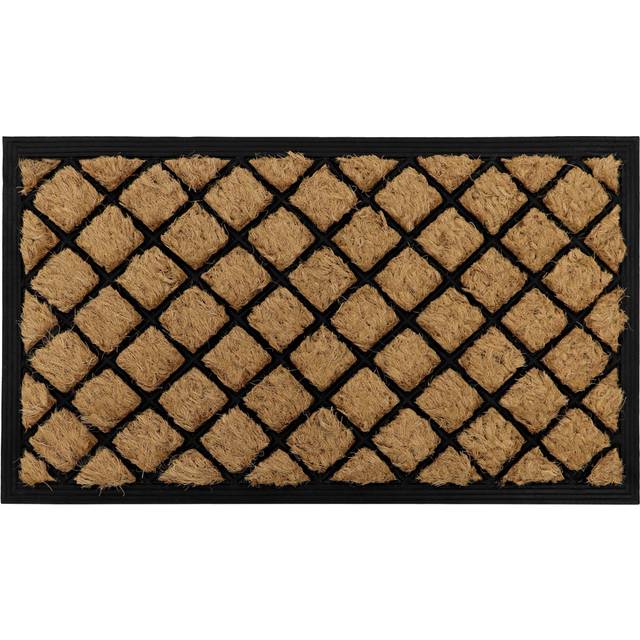 Jvl Comfort Rubber Backed Coir Tuffscrape Scraper Doormat, 40X60Cm, Diamond Grid, Brown