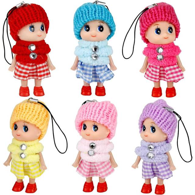 Set of 6 Tiny Doll Girls 3'' Fashion Dollhouse Doll Princess-Tiny Doll Decoration Accessory Girl Set Toys in Mini Clothes and Shoes
