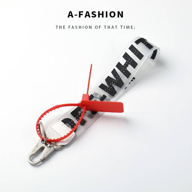 (Black) Off Letter Lanyard Keychain Lanyards for Keys Cool Wristlet Keychain PVC Wrist Lanyard Can Hang Key Wallet Jeans Decoration
