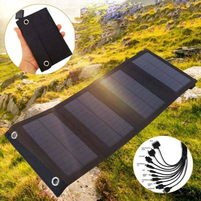 100W USB Solar Panel Folding Power Bank Outdoor Camping Hiking Phone Charger UK