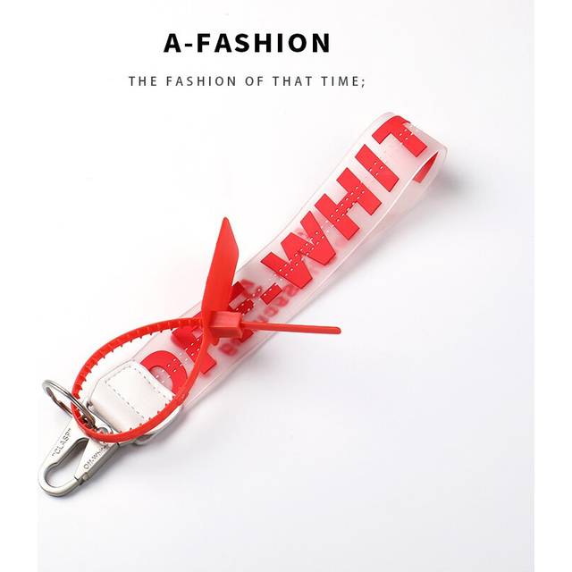 (Red) Off Letter Lanyard Keychain Lanyards for Keys Cool Wristlet Keychain PVC Wrist Lanyard Can Hang Key Wallet Jeans Decoration