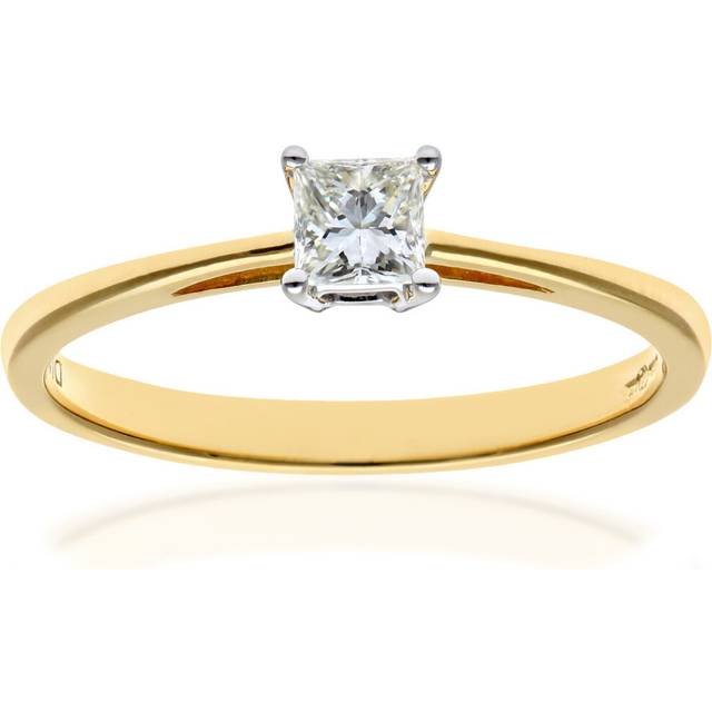 (Q) Jewelco London 18ct Yellow Gold Engagement Ring, J/I Certified Diamond, Princess Cut, 0.25ct