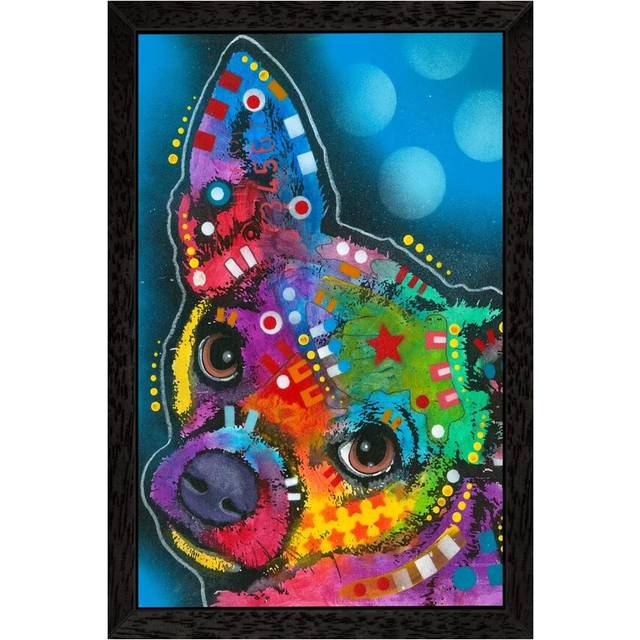 'Pop Chihuahua' by Dean Russo - Floater Frame Graphic Art Print on Canvas - Black Framed (152.5 cm H x 101.5 cm W)