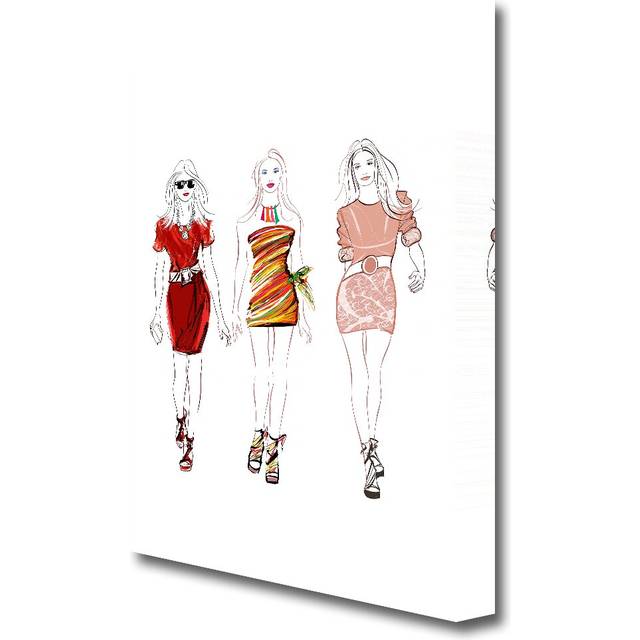 Catwalk Dresses Fashion - Wrapped Canvas Drawing Print (121.9 cm H x 81.3 cm W)