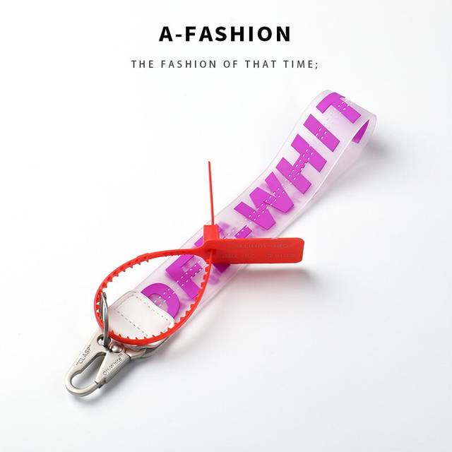 (Purple) Off Letter Lanyard Keychain Lanyards for Keys Cool Wristlet Keychain PVC Wrist Lanyard Can Hang Key Wallet Jeans Decoration