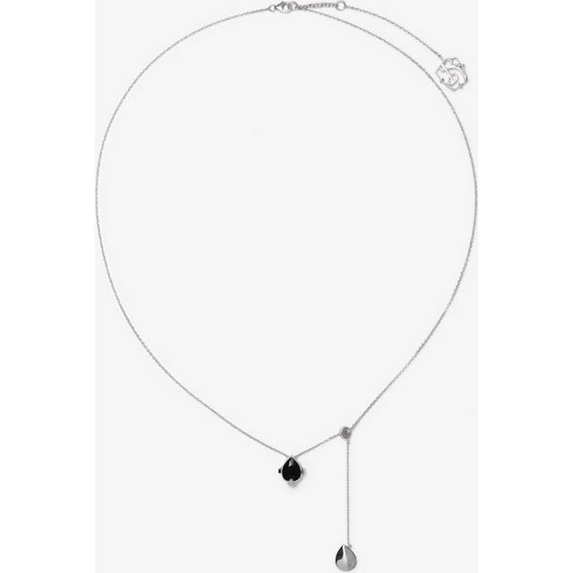 Burberry Onyx Shield Pendant Necklace - Silver/Black/Clear - One Size