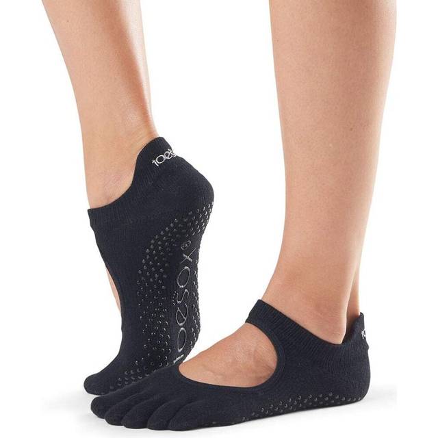 Toesox Bellarina Full Toe Non Slip Socks  Black  Medium 6-8.5