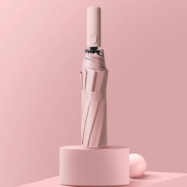 Xiaomi automatisk paraply parasoll för män och kvinnor 10 paraply ben svart lim solskyddsmedel anti-ultraviolett parasoll - Rosa